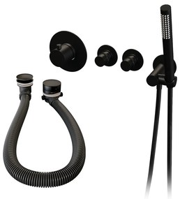 Brauer Black Edition inbouw badkraan met badvulcombinatie en staafhanddouche zwart mat