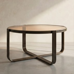 Retro Salontafel Glas Bruin - 63 X 63cm.