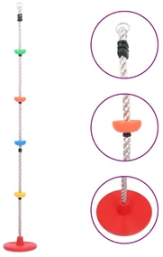 vidaXL Schommelklimtouw met plateaus en schijf 200 cm