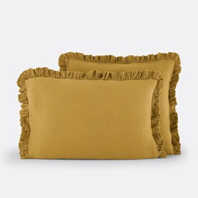 Effen kussensloop in tetra, met volant, Kumla