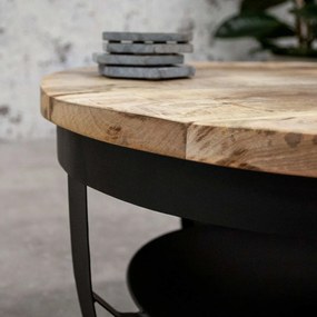 Dimehouse | Salontafel Baldo diameter 90 cm x hoogte 43 cm x dikte 3 cm bruin salontafels mangohout tafels meubels | NADUVI outlet