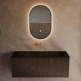 Mondiaz Kurve 110cm badmeubel shadow met 1 lade en wastafel big medium midden zonder kraangat urban