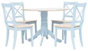 vidaXL 5-delige Eethoek massief rubberwood grijs en bruin