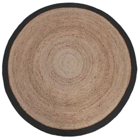 LABEL51 Vloerkleed rond 150 cm jute zwart