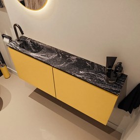 Mondiaz Ture DLux toiletmeubel 120cm ocher met wastafel lava links met kraangat