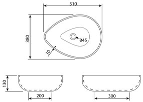 Sapho Priori keramische waskom 51cm zwart