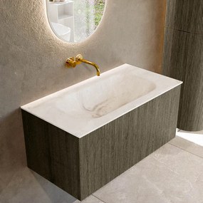 Mondiaz Kurve-dlux 90cm badmeubel shadow met 1 lade en wastafel big small midden zonder kraangat frappe