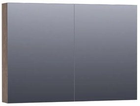 Saniclass Plain Spiegelkast - 100x70x15cm - 2 links/rechtsdraaiende spiegeldeuren - MFC - burned bark SK-PL100BB