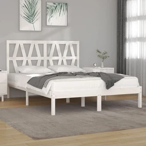 vidaXL Bedframe massief grenenhout wit 120x190 cm 4FT Small Double
