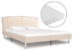 vidaXL Bed met matras stof beige 180x200 cm