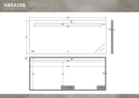 Brauer Quartz rechthoekige spiegel met verlichting 160x70cm