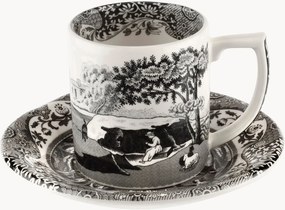 Aardewerken espressokopje Black Italian met schotel