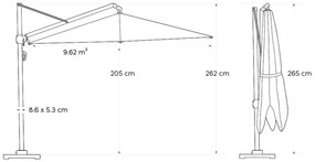 Platinum Challenger zweefparasol 3.5m T2 premium (excl. voet) manhattan