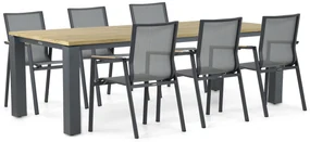 Tuinset 6 personen 240 cm Aluminium/textileen Grijs Lifestyle Garden Furniture Fiora/Riviera