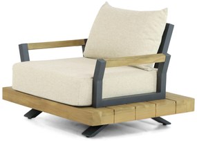 Stoel en Bank Loungeset 4 personen Aluminium/Teak Old teak greywash  Santika Furniture Santika