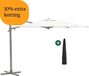+ 10% kassakorting | Parasol Shadowline Francisco | Inclusief hoes | Vierkant | 300x300cm | Met draaihendel | Grijs/Antraciet | Kees Smit Tuinmeubelen