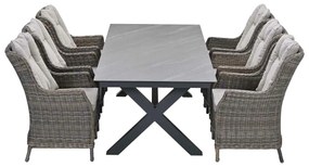 Garden Impressions Marbella tuinset 7-delig havanna sand - Sintra tuintafel 240x100 cm - napoli sand