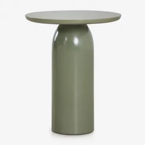 Ronde Bijzettafel Voor De Tuin Ø45 Cm In Cement Layana Helder Diep Olijfgroen - Sklum