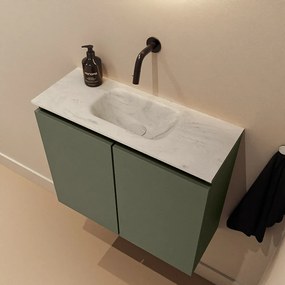 Mondiaz Ture DLux toiletmeubel 60cm army met wastafel opalo midden zonder kraangat