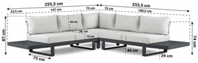 Hoek loungeset 5 personen Aluminium Grijs  Lifestyle Garden Furniture Lorenzo