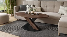 Mazzoni LOXA Bruin Eiken / Zwart - OVALE SALONTAFEL 120x65 cm