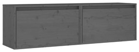 vidaXL Wandkasten 2 st 60x30x35 cm massief grenenhout grijs