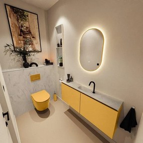 MONDIAZ TURE-DLUX 120cm toiletmeubel Ocher. EDEN wastafel Opalo positie midden. Met 1 kraangat. TUREDX120OCHM1OPA