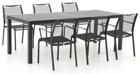 + 10% kassakorting | Diningset Apple Bee | 6 personen aluminium | Tuinset stapelbaar | 7-delig | Kees Smit Tuinmeubelen