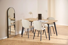 FIORA Beige (stof Apia 453)/zwart frame - MODERNE GESTOFFEERDE STOEL VOOR WOONKAMER/EETKAMER LOFT