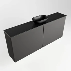 Mondiaz Fowy toiletmeubel 120cm dark grey met zwarte waskom midden en kraangat