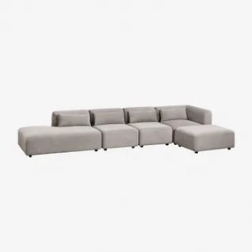 4-delige Modulaire Hoekbank Met Chaise Longue Links En Fogler Poef Corduroy Grijs – Taupe – Koel - Sklum