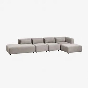 4-delige Modulaire Hoekbank Met Linker Divan En Poef Fogler Corduroy Licht Taupegrijs - Sklum