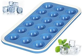 Siliconen ijsblokjesvorm voor 18 ijsblokjes in de vorm van een halve cirkel, grote ijsblokjesvorm, vaatwasmachinebestendig, blauw