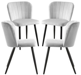 Pak 4 Fluwelen Luk Stoelen