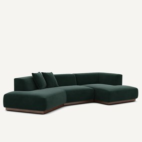 Rechter open hoekbank in fluweel, Jacopo