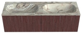 Mondiaz Kurve-dlux 140cm badmeubel ruby met 2 lades en wastafel stor small dubbel zonder kraangat glace