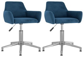 vidaXL Eetkamerstoelen 2 st draaibaar fluweel blauw