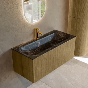 Mondiaz Kurve-dlux 100cm badmeubel dusk met 1 lade en wastafel big medium midden 1 kraangat lava