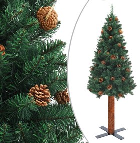 vidaXL Kerstboom met LED's en kerstballen smal 150 cm PVC groen