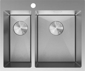 Mexen Flexo roestvrijstalen spoelbak 1,5-kamer 610 x 510 mm, inox HC - 6446611500-01HC