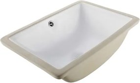 VEVOR Onderbouwwastafel, Handwasbak, 46 x 33 cm, Rechthoekige keramische spoelbak met overloopgat, Moderne onderbouwwastafel voor kleine ruimtes, Badkamerwastafel, Wit