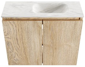 Mondiaz Ture DLux toiletmeubel 60cm washed oak met wastafel ostra rechts met kraangat