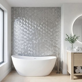 Zelfklevende Mozaïektegels Metaal | Trifold 3D Zilver | 30,3×28 cm | Keuken, Bad &amp; WC