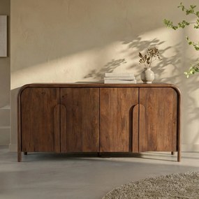 Design Dressoir Hout Met Ronde Hoeken - 160x40x80cm.