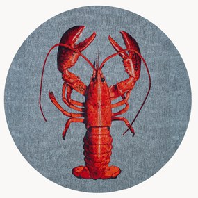 Rond platgeweven jacquard vloerkleed Lobster