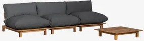 Woonkamerset Met 3-delige Modulaire Relaxbank En Salontafel In Brina Acaciahout Grijs – Grafiet - Sklum