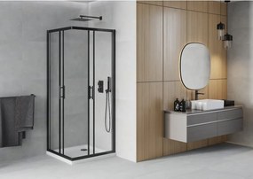Mexen Rio kwadrante douchecabine 80 x 80 cm, transparant, zwart + Flat douchebak, wit - 860-080-080-70-00-4010B