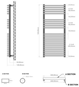 Eastbrook Rowsham handdoekradiator 50x120cm 869W antraciet