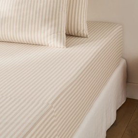 Hoeslaken katoen hoogte 30 cm, Soizic beige