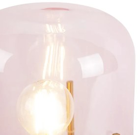 Art Deco tafellamp messing roze glas - Bliss Art Deco E27 rond Binnenverlichting Lamp